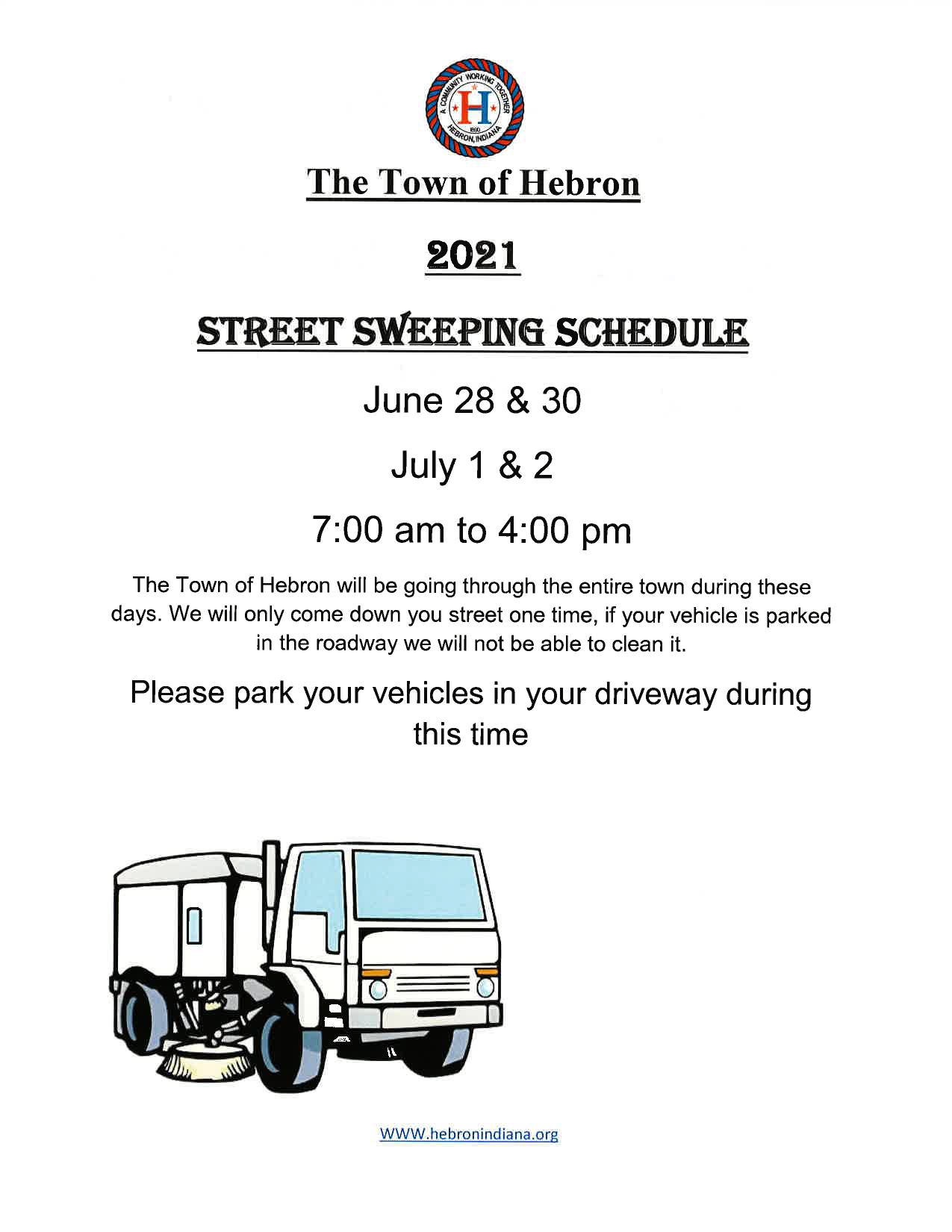 STREET SWEEPING IN PROGRESS Hebron Indiana